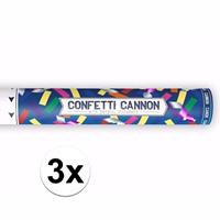 Bellatio 3x Confetti kanon metallic kleuren mix cm
