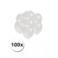 Kleine ballonnen wit metallic 100 stuks