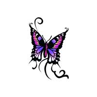 Bellatio Vlinder glitter tattoo zwart/paars