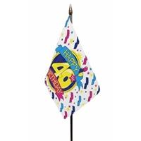Bellatio Happy 40th Birthday mini vlaggetje op stok 10 x 15 cm