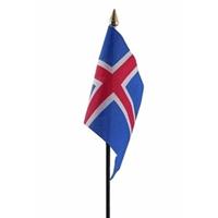 Bellatio IJsland mini vlaggetje op stok 10 x 15 cm