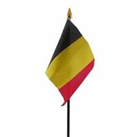 Bellatio Belgie mini vlaggetje op stok 10 x 15 cm