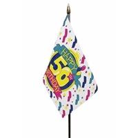 Bellatio Happy 50th Birthday mini vlaggetje op stok 10 x 15 cm