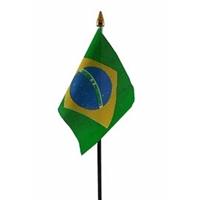 Bellatio Brazilie mini vlaggetje op stok 10 x 15 cm