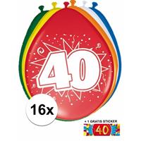 Shoppartners Ballonnen jaar van 30 cm 16 stuks + gratis sticker