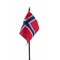 Bellatio Noorwegen mini vlaggetje op stok 10 x 15 cm