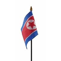 Bellatio Noord Korea mini vlaggetje op stok 10 x 15 cm