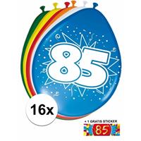 Shoppartners Ballonnen 85 jaar van 30 cm 16 stuks + gratis sticker