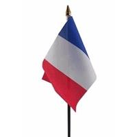 Merkloos Frankrijk mini vlaggetje op stok 10 x 15 cm -
