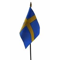 Bellatio Zweden mini vlaggetje op stok 10 x 15 cm