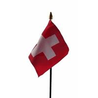 Bellatio Zwitserland mini vlaggetje op stok 10 x 15 cm