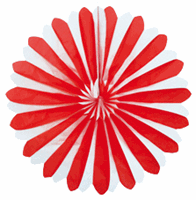 Bellatio Decoratie waaier rood/wit 35 cm