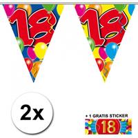 Shoppartners 2x vlaggenlijn 18 jaar met gratis sticker