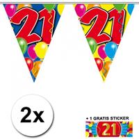 Shoppartners 2x vlaggenlijn 21 jaar met gratis sticker