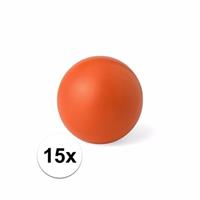 Bellatio 15 oranje anti stressballetjes 6 cm