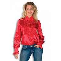 Rouches blouse rood dames Wit