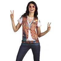 Bellatio Shirt met hippie opdruk dames Multi