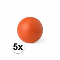 Bellatio 5 oranje anti stressballetjes 6 cm