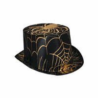 Bellatio Zwarte hoge hoed met gouden spin