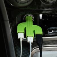 Kikkerland Cactus USB autolader met 3 poorten