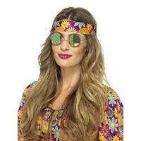 Smiffys Hippie bril groene spiegelglazen voor volwassenen