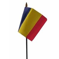 Bellatio Roemenie mini vlaggetje op stok 10 x 15 cm