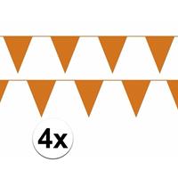 Bellatio 4x oranje vlaggenlijn / slinger 10 meter