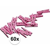 60x mini knijpertjes roze