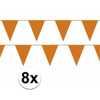 Bellatio 8x oranje vlaggenlijn / slinger 10 meter