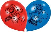 Amscan ballonnen Super Mario 6 stuks rood/blauw