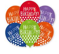 Amscan ballonnen Happy Birthday Dots 27,5 cm 6 stuks