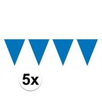 5x vlaggenlijn / slinger blauw 10 meter