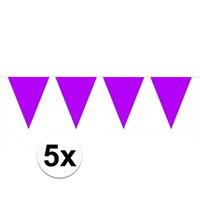 5x vlaggenlijn / slinger paars 10 meter