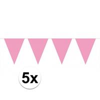 5x vlaggenlijn / slinger baby roze 10 meter