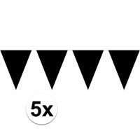 5x vlaggenlijn / slinger zwart 10 meter