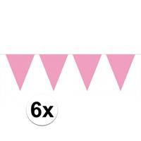 6x vlaggenlijn / slinger baby roze 10 meter