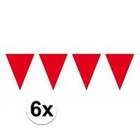 6x vlaggenlijn / slinger rood 10 meter