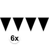 6x vlaggenlijn / slinger zwart 10 meter