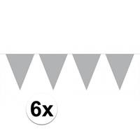6x vlaggenlijn / slinger zilver 10 meter