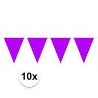10x vlaggenlijn / slinger paars 10 meter