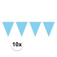 10x vlaggenlijn / slinger baby blauw 10 meter