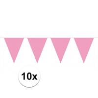 10x vlaggenlijn / slinger baby roze 10 meter