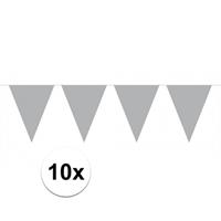 10x vlaggenlijn / slinger zilver 10 meter