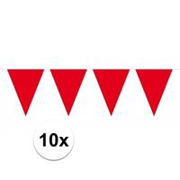 10x vlaggenlijn / slinger rood 10 meter