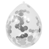4x Transparante ballon zilveren confetti 30 cm
