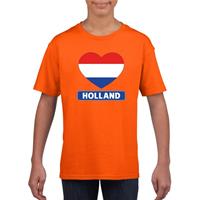 Shoppartners Oranje Holland hart vlag shirt kinderen (134-140) Oranje