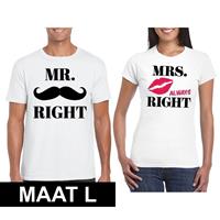 Shoppartners Mr. Right & Mrs. Always Right koppel t-shirts wit
