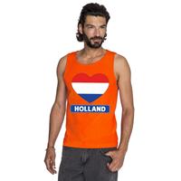 Shoppartners Oranje Holland hart vlag tanktop heren Oranje