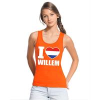 Shoppartners Oranje I love Willem tanktop dames Oranje