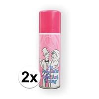 2x Bruiloft serpentine spray roze 125 ml